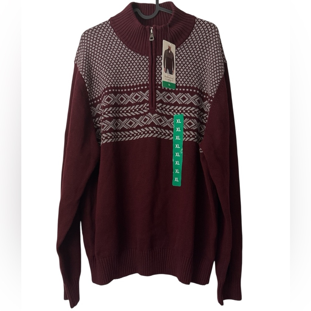 Weatherproof Men's Burgundy Quarter Zip Sweater NWT Size Extra Large